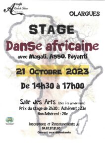 Affiche du stage danse africaine du 2023-10-21